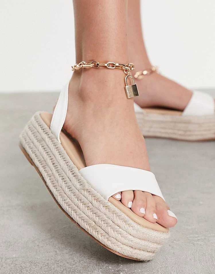 Best Pirce 🥰 Public Desire Wide Fit Dubai Flatform Espadrille 🩴 Sandals With Padlock Detail In White For Women 👍 7 Best Pirce 🥰 Public Desire Wide Fit Dubai Flatform Espadrille 🩴 Sandals With Padlock Detail In White For Women 👍 - Image 5