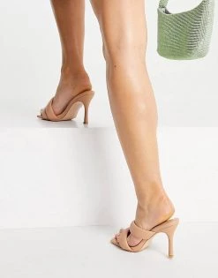 Outlet 🔥 Public Desire Calm Padded Mules In Beige For Women 👍 -Outlet Women's Public Desire Store unnamed file 2973