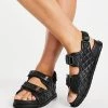 Brand new 🥰 Public Desire Wide Fit Carmen Chunky Grandad 🩴 Sandals In Black Quilt For Women Black Pu ✔️ -Outlet Women's Public Desire Store unnamed file 2990