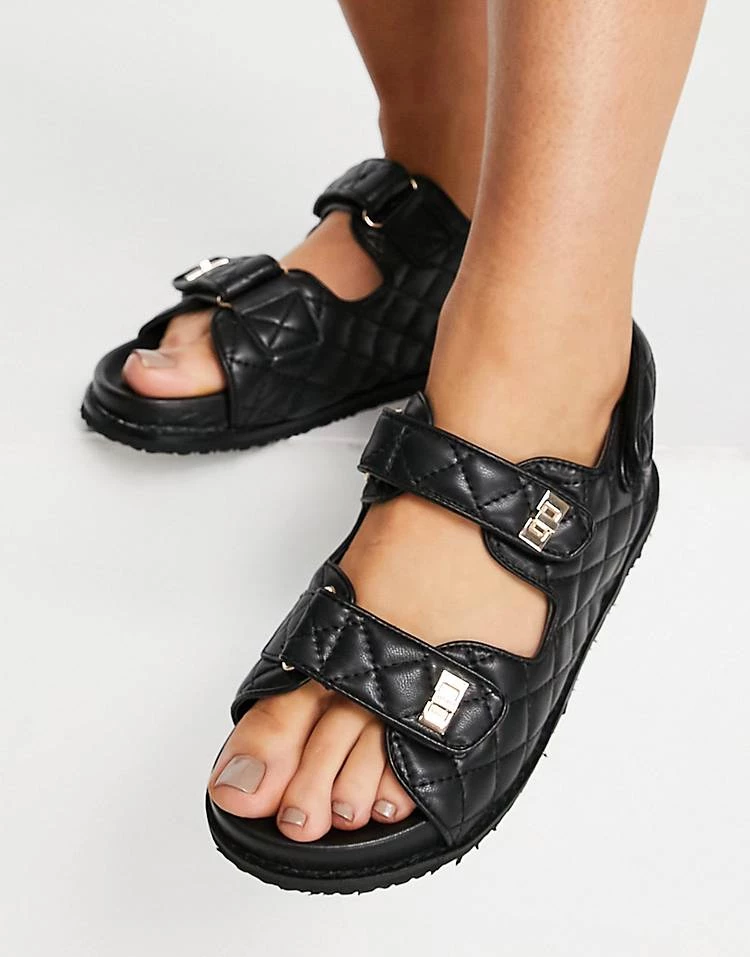 Brand new 🥰 Public Desire Wide Fit Carmen Chunky Grandad 🩴 Sandals In Black Quilt For Women Black Pu ✔️ 4 Brand new 🥰 Public Desire Wide Fit Carmen Chunky Grandad 🩴 Sandals In Black Quilt For Women Black Pu ✔️ - Image 2