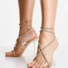 Deals 🎉 Public Desire Kym Clear Heel 🩴 Sandals With Jewel Tie In Beige For Women 😀 -Outlet Women's Public Desire Store unnamed file 3010