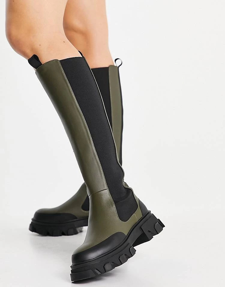 Best Pirce ✨ Public Desire Monique Chunky Knee 🥾 Boots In Khaki For Women 👍 5 Best Pirce ✨ Public Desire Monique Chunky Knee 🥾 Boots In Khaki For Women 👍 - Image 3