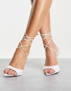 Promo 🔔 Public Desire Wide Fit Powerful Pointed Toe Heeled 🩴 Sandals In White For Women White Pu 🛒 -Outlet Women's Public Desire Store unnamed file 3062