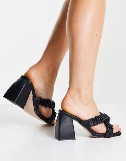 Deals 💯 Public Desire Elsa Cross Strap Heeled Mules In Black For Women ⭐ -Outlet Women's Public Desire Store unnamed file 3078