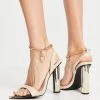 Flash Sale 🥰 Public Desire Wide Fit Expression Block Heeled 🩴 Sandals With Padlock Detail In Beige For Women Beige Pu ⌛ -Outlet Women's Public Desire Store unnamed file 3085