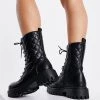 Best Pirce ✨ Public Desire Outstanding Chunky Flat Ankle 🥾 Boots In Black For Women 😍 -Outlet Women's Public Desire Store unnamed file 3135