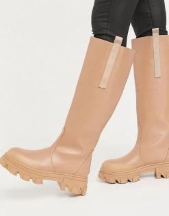 Wholesale 😀 Public Desire Genius Knee High Chunky 🥾 Boots In Tan For Women ✔️ -Outlet Women's Public Desire Store unnamed file 3167