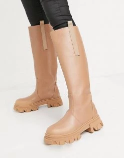 Wholesale 😀 Public Desire Genius Knee High Chunky 🥾 Boots In Tan For Women ✔️ -Outlet Women's Public Desire Store unnamed file 3168