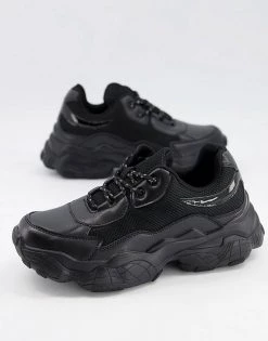 Best deal 😍 Public Desire Furious Chunky Trainers In Black For Women 😉