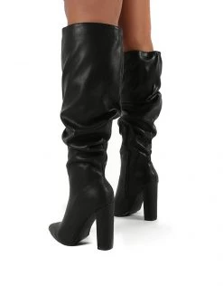 Buy 👍 Public Desire Wide Fit Yours Black Slouchy Knee 🥾 Boots In Black For Women 🎉 -Outlet Women's Public Desire Store unnamed file 3182