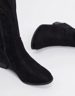 Promo 🎉 Public Desire Wide Fit Exclusive Elle Over The Knee 🥾 Boots In Black For Women 🤩 -Outlet Women's Public Desire Store unnamed file 3193