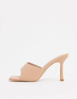 Coupon ❤️ Public Desire Wide Fit Harlow Mule With Square Toe In Beige For Women 🥰 -Outlet Women's Public Desire Store unnamed file 3208