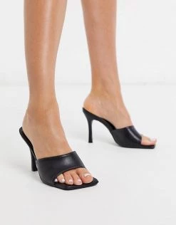 Flash Sale ๐ Public Desire Harlow Square Toe Mule ๐ฉด Sandal In Black For Women Black Pu ๐