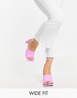 Best reviews of 🛒 Public Desire Wide Fit Vice Heeled Mules With Statement Toe In Bubblegum For Women 💯