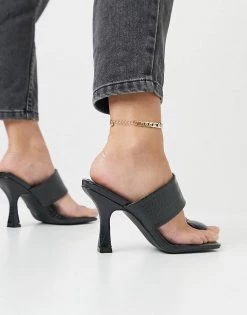 Budget 👏 Public Desire Wide Fit Gaia Heeled 🩴 Sandals With Toe Post In Black Croc For Women ✨ -Outlet Women's Public Desire Store unnamed file 3313