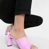 Cheap 🎁 Public Desire Vice Heeled Mules With Statement Toe In Bubblegum For Women 🔔