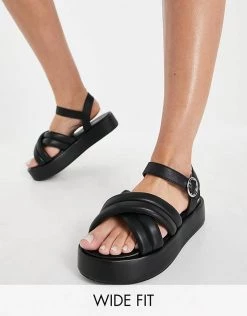Cheap 🤩 Public Desire Wide Fit Kelsi Chunky Flatform 🩴 Sandals In Black For Women ❤️ -Outlet Women's Public Desire Store unnamed file 3354