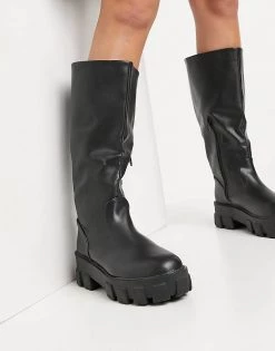 Wholesale 👏 Public Desire Wide Fit Karma Knee 🥾 Boots In Black For Women ❤️ -Outlet Women's Public Desire Store unnamed file 3372