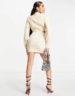 Top 10 🛒 Public Desire Cut Out Detail Blazer 👗 Dress In Stone For Women 💯 -Outlet Women's Public Desire Store unnamed file 338