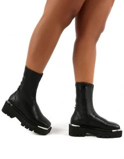 Coupon 🧨 Public Desire Woke 🥾 Boots With Metal Detail In Black For Women 🔥 -Outlet Women's Public Desire Store unnamed file 3408