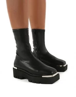 Coupon 🧨 Public Desire Woke 🥾 Boots With Metal Detail In Black For Women 🔥 -Outlet Women's Public Desire Store unnamed file 3409