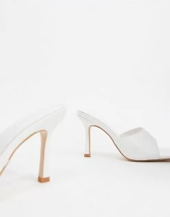 Wholesale 😉 Public Desire Wide Fit Exclusive Harlow Square Toe Block Heel Mule 🩴 Sandal In White For Women White Pu 🎁 -Outlet Women's Public Desire Store unnamed file 3417