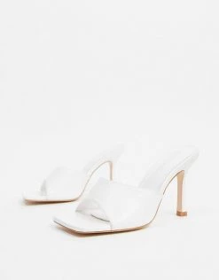 Wholesale 😉 Public Desire Wide Fit Exclusive Harlow Square Toe Block Heel Mule 🩴 Sandal In White For Women White Pu 🎁 -Outlet Women's Public Desire Store unnamed file 3418