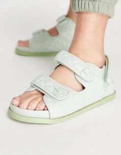 Hot Sale 💯 Public Desire Carmen Quilted Flat 🩴 Sandals In Mint Pu For Women 👍 -Outlet Women's Public Desire Store unnamed file 3437