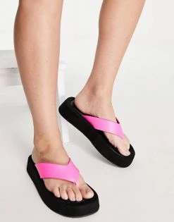 Budget 🥰 Public Desire Voyage Thong Strap Chunky Sole 🩴 Sandals In Pink PU For Women 🛒 -Outlet Women's Public Desire Store unnamed file 3462