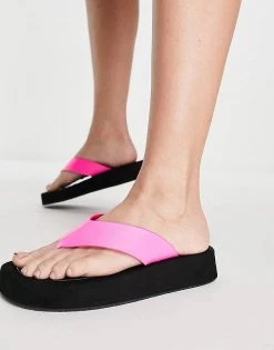 Budget 🥰 Public Desire Voyage Thong Strap Chunky Sole 🩴 Sandals In Pink PU For Women 🛒 -Outlet Women's Public Desire Store unnamed file 3463