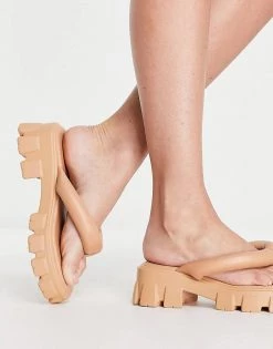 Top 10 🔔 Public Desire State Chunky Sole Thong Strap 🩴 Sandals In Beige For Women ⭐ -Outlet Women's Public Desire Store unnamed file 3478