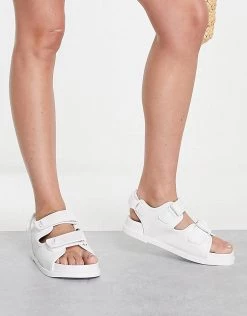 Best Pirce 😀 Public Desire Destination Double Strap Front Flat 🩴 Sandal In White Pu For Women 🥰 -Outlet Women's Public Desire Store unnamed file 3488