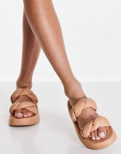 Best Sale 😍 Public Desire Amora Braided Detail Chunky Sole 🩴 Sandals In Beige For Women ⭐ -Outlet Women's Public Desire Store unnamed file 3492