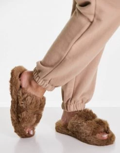 Outlet ⌛ Public Desire Blush Chunky Double Buckle 🩴 Sandals In Taupe For Women 😍 -Outlet Women's Public Desire Store unnamed file 3497