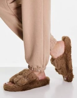 Outlet ⌛ Public Desire Blush Chunky Double Buckle 🩴 Sandals In Taupe For Women 😍 -Outlet Women's Public Desire Store unnamed file 3498