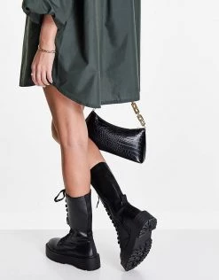 New 🌟 Public Desire Kendall Chunky Lace Up 🥾 Boots In Black For Women ⌛ -Outlet Women's Public Desire Store unnamed file 3501
