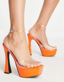 Cheapest ✔️ Public Desire Garnet Clear Heeled 🩴 Sandals Orange Patent For Women ✔️ -Outlet Women's Public Desire Store unnamed file 3527