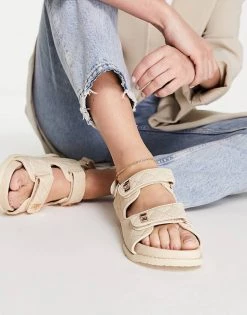Best reviews of โค๏ธ Public Desire Carmen Quilted Flat ๐ฉด Sandals In Beige Drench Pu For Women ๐