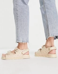 Best reviews of ❤️ Public Desire Carmen Quilted Flat 🩴 Sandals In Beige Drench Pu For Women 😍 -Outlet Women's Public Desire Store unnamed file 3532
