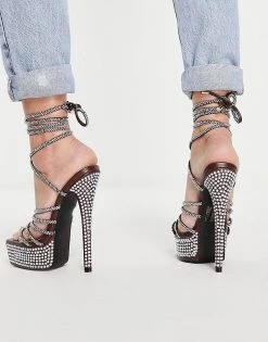 Buy 😀 Public Desire Dulce Platform Diamante 👠 Heels Chocolate For Women Chocolate Pu 👍 -Outlet Women's Public Desire Store unnamed file 3542