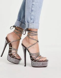 Buy 😀 Public Desire Dulce Platform Diamante 👠 Heels Chocolate For Women Chocolate Pu 👍 -Outlet Women's Public Desire Store unnamed file 3543