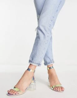 New 🌟 Public Desire Afternoon Perspex Block Mid Heeled 🩴 Sandals Iridescent For Women 🔥 -Outlet Women's Public Desire Store unnamed file 3613