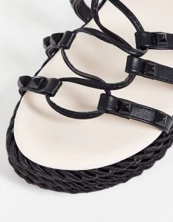 Cheap 🔥 Public Desire Thea Lace Up Studded Gladiator 🩴 Sandals In Black For Women ✔️ -Outlet Women's Public Desire Store unnamed file 3628