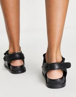 Wholesale ⭐ Public Desire Destination Double Strap Front Flat 🩴 Sandal In Black Pu For Women ✔️ -Outlet Women's Public Desire Store unnamed file 3652