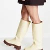 Budget ⌛ Public Desire Elena Knee High Chunky Sole 🥾 Boots In Butter For Women 🧨