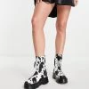 Cheap ✨ Public Desire Leonie Hunky Sole Zip Through Ankle Boot In Cow Print For Women ✔️ -Outlet Women's Public Desire Store unnamed file 3665