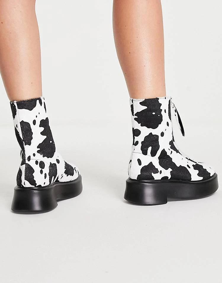 Cheap ✨ Public Desire Leonie Hunky Sole Zip Through Ankle Boot In Cow Print For Women ✔️ 4 Cheap ✨ Public Desire Leonie Hunky Sole Zip Through Ankle Boot In Cow Print For Women ✔️ - Image 2