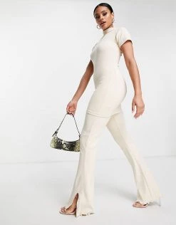 Budget 👏 Public Desire Lettuce Hem Flared Ribbed Co Ord In Ecru For Women 👏 11 Budget 👏 Public Desire Lettuce Hem Flared Ribbed Co Ord In Ecru For Women 👏 -Outlet Women's Public Desire Store unnamed file 3727