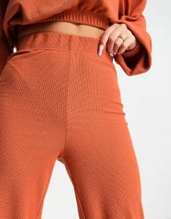 Best deal 😀 Public Desire Waffle Oversized Wide Leg Jogger In Rust For Women 🌟 -Outlet Women's Public Desire Store unnamed file 3734
