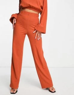 Best deal 😀 Public Desire Waffle Oversized Wide Leg Jogger In Rust For Women 🌟 -Outlet Women's Public Desire Store unnamed file 3735